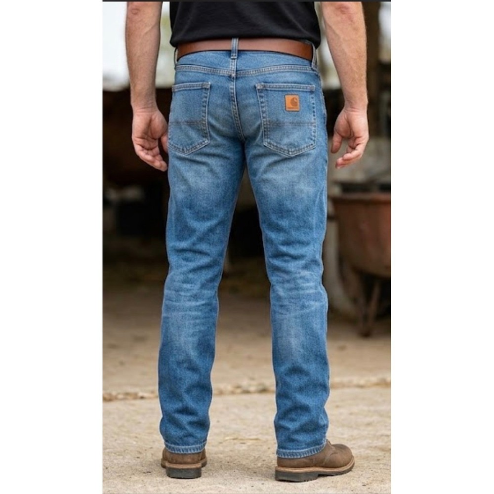 Carhartt Mens B172 DST Flannel Lined Relaxed Fit Jeans Blue Denim 36x32 Winter